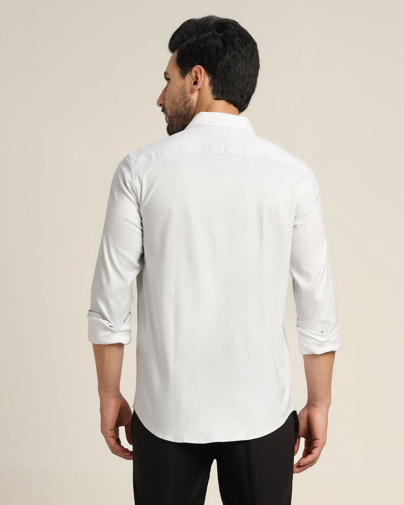 Casual White Printed Shirt - Ash