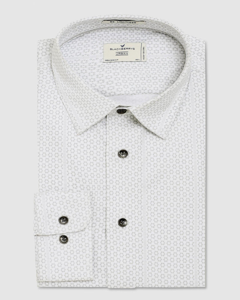 Casual White Printed Shirt - Ash