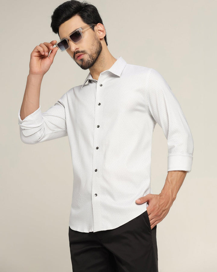 Casual White Printed Shirt - Ash