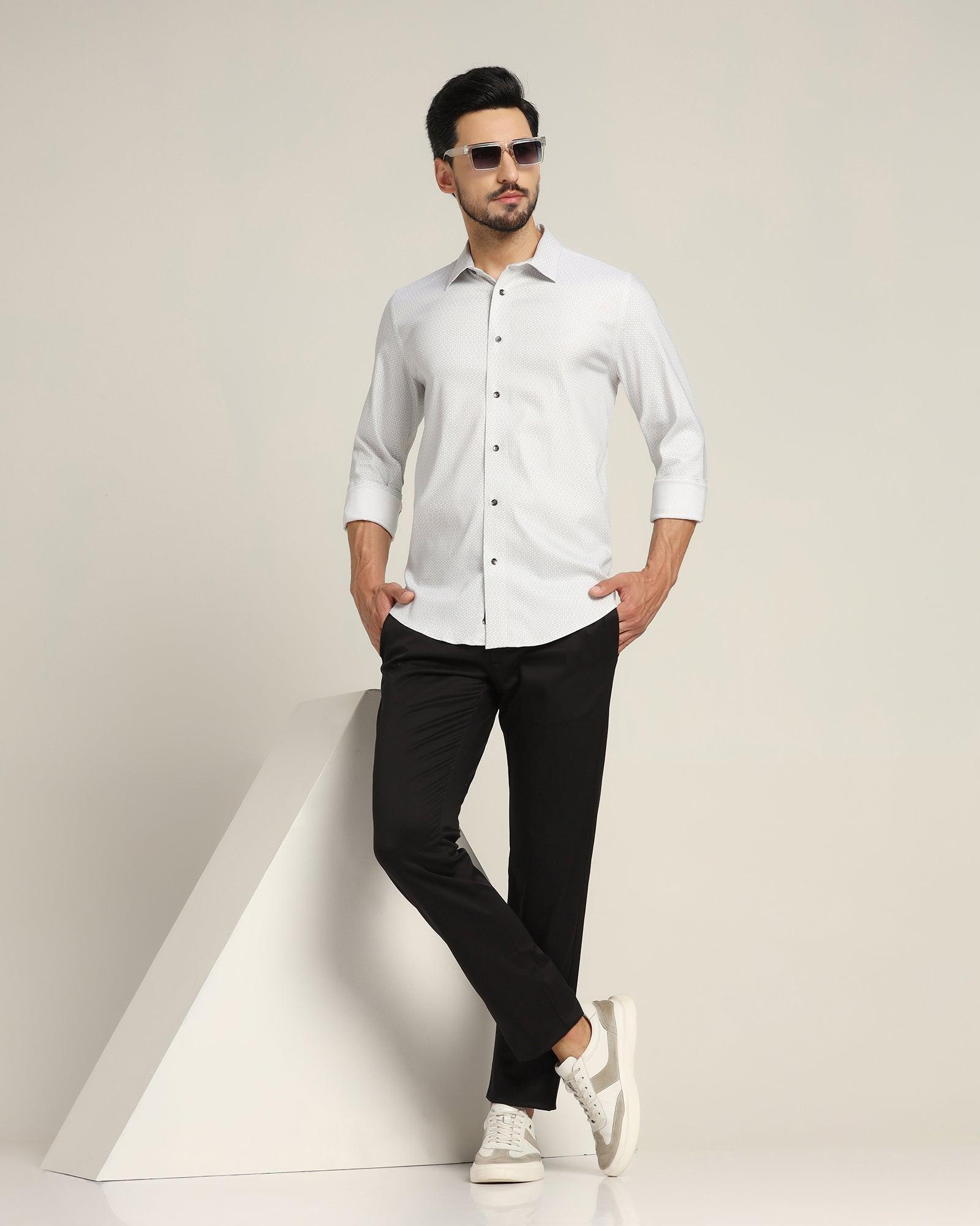 Casual White Printed Shirt - Ash