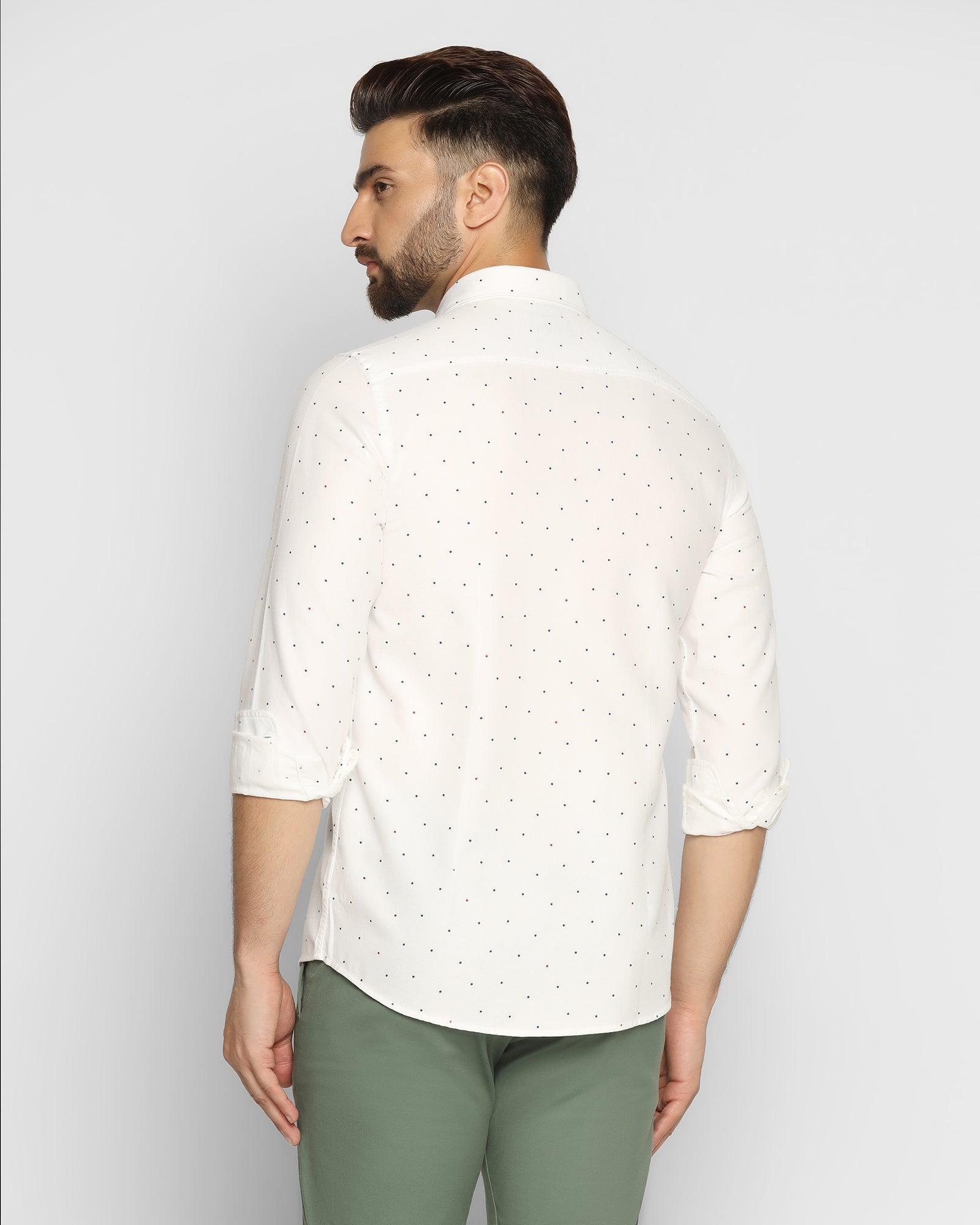 Printed Casual Shirt In White (Cato) - Blackberrys
