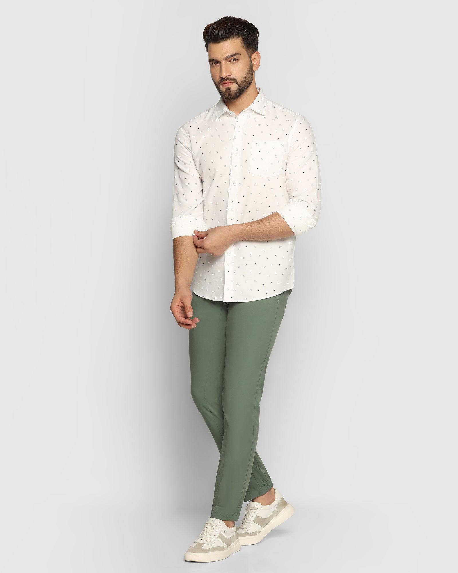 Printed Casual Shirt In White (Cato) - Blackberrys