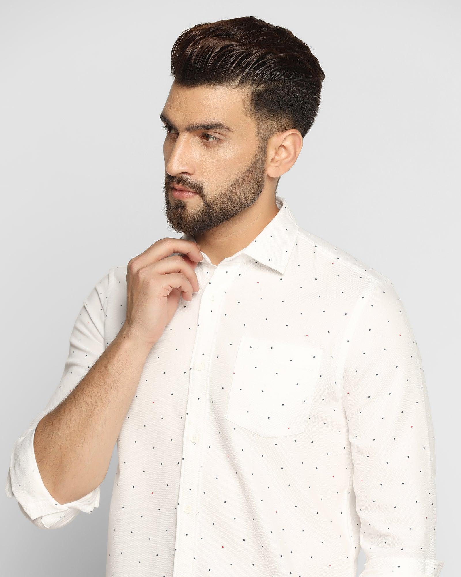 Printed Casual Shirt In White (Cato) - Blackberrys