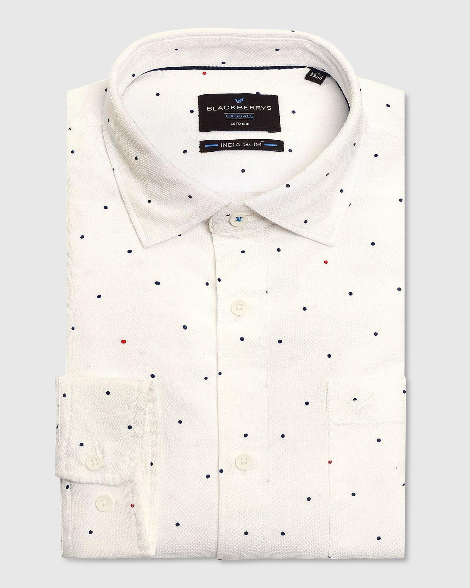 Printed Dot White Dress Shirt