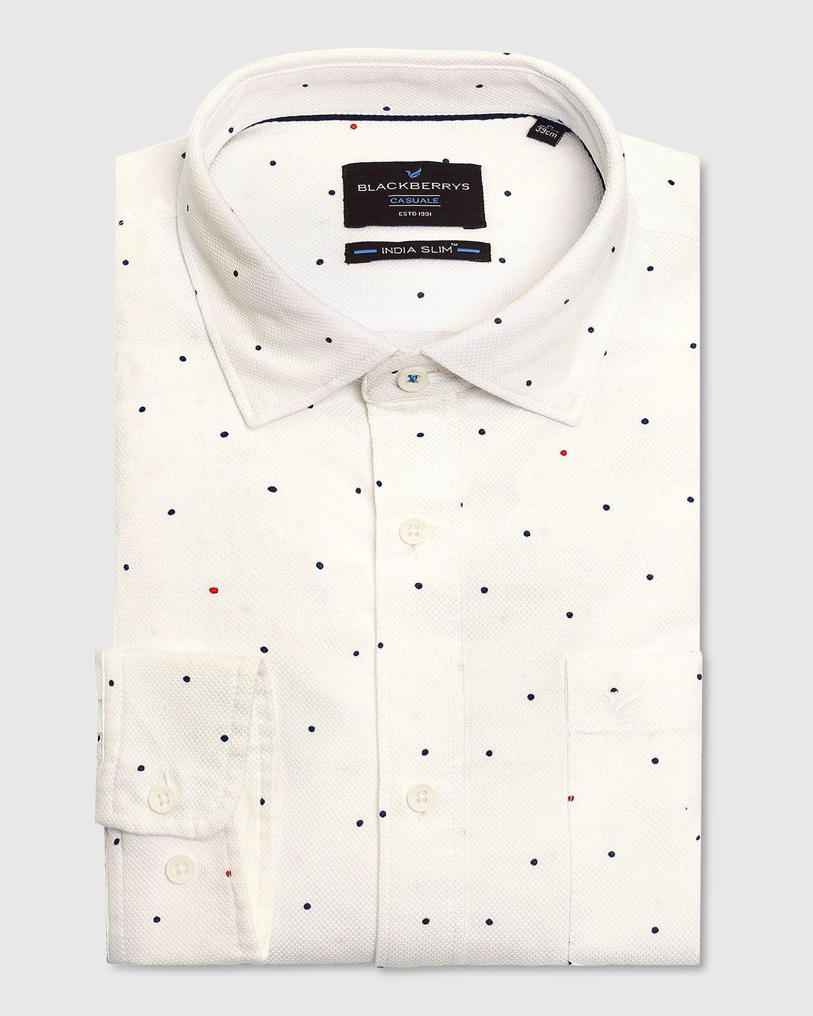 Printed Casual Shirt In White (Cato) - Blackberrys