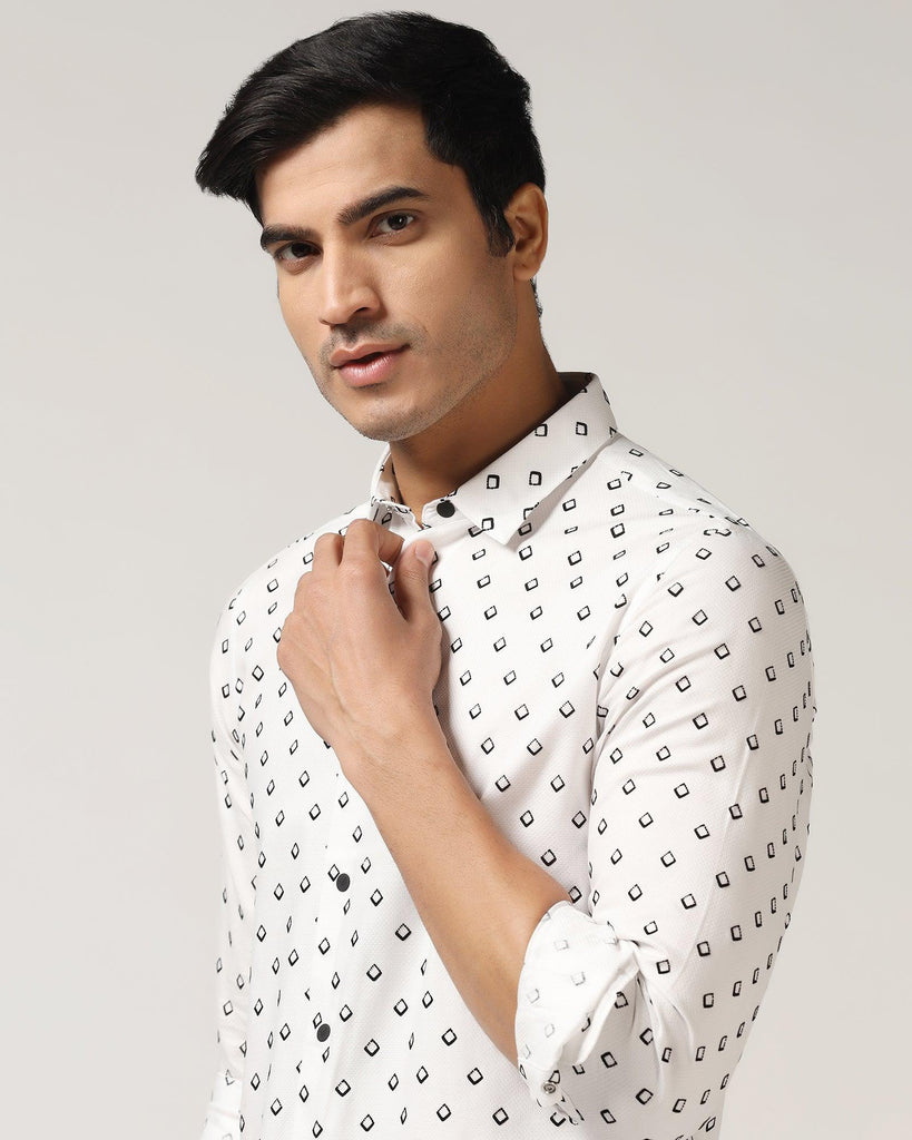 Casual White Printed Shirt - Dynamo