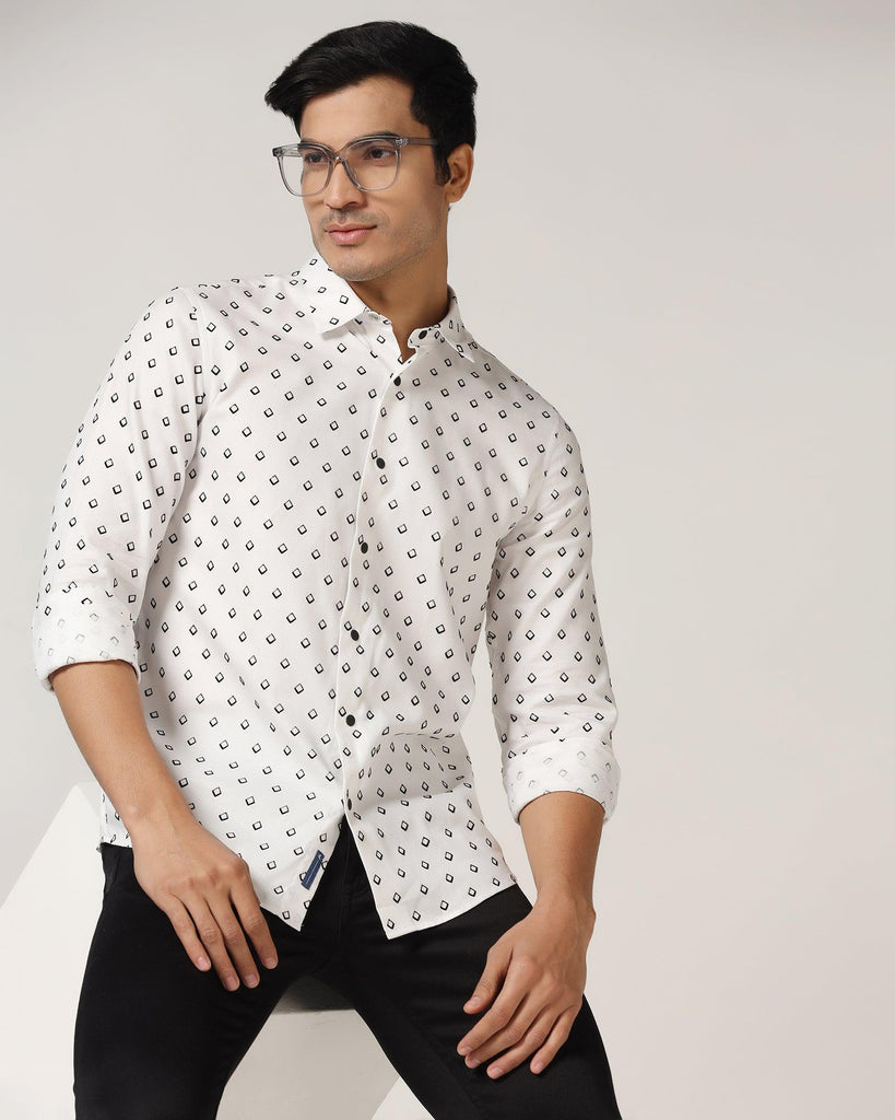 Casual White Printed Shirt - Dynamo