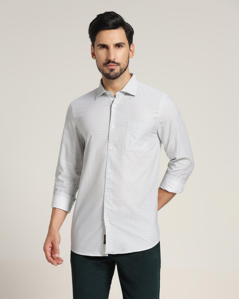 Casual White Printed Shirt - Mellos