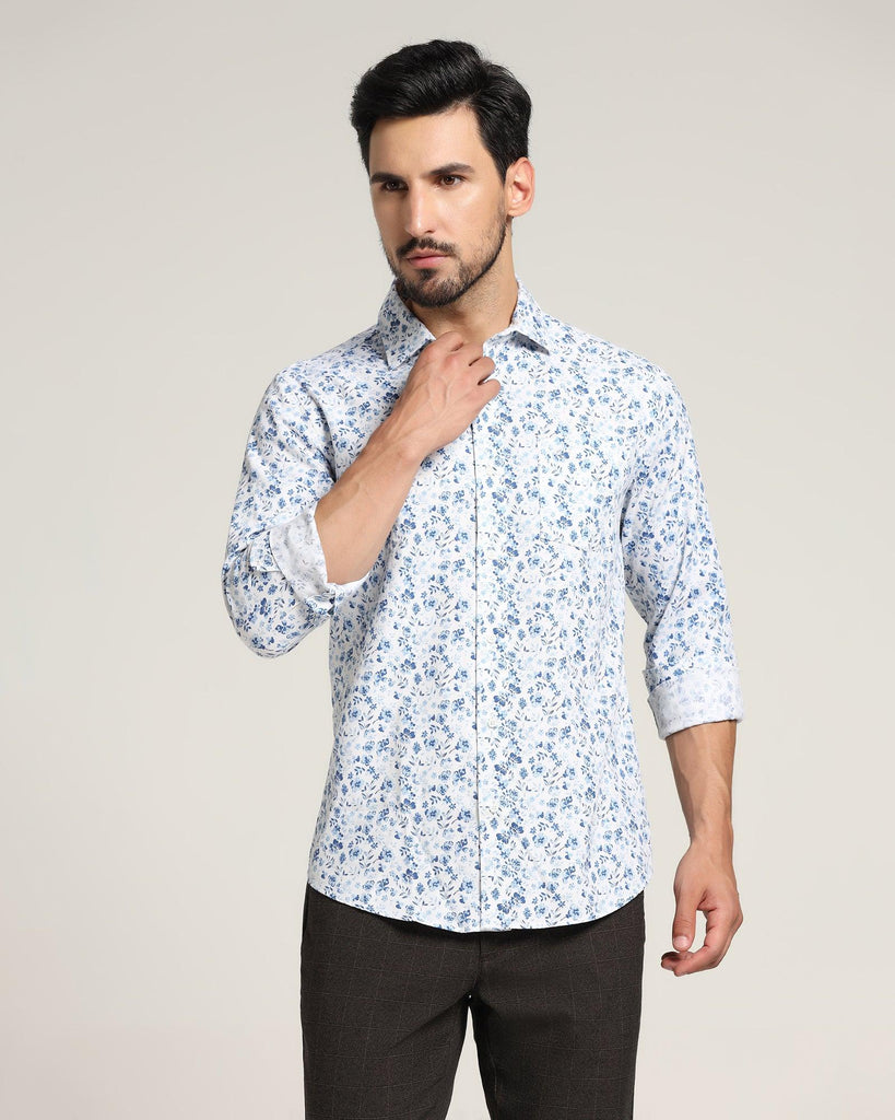 Casual White Printed Shirt - Terry