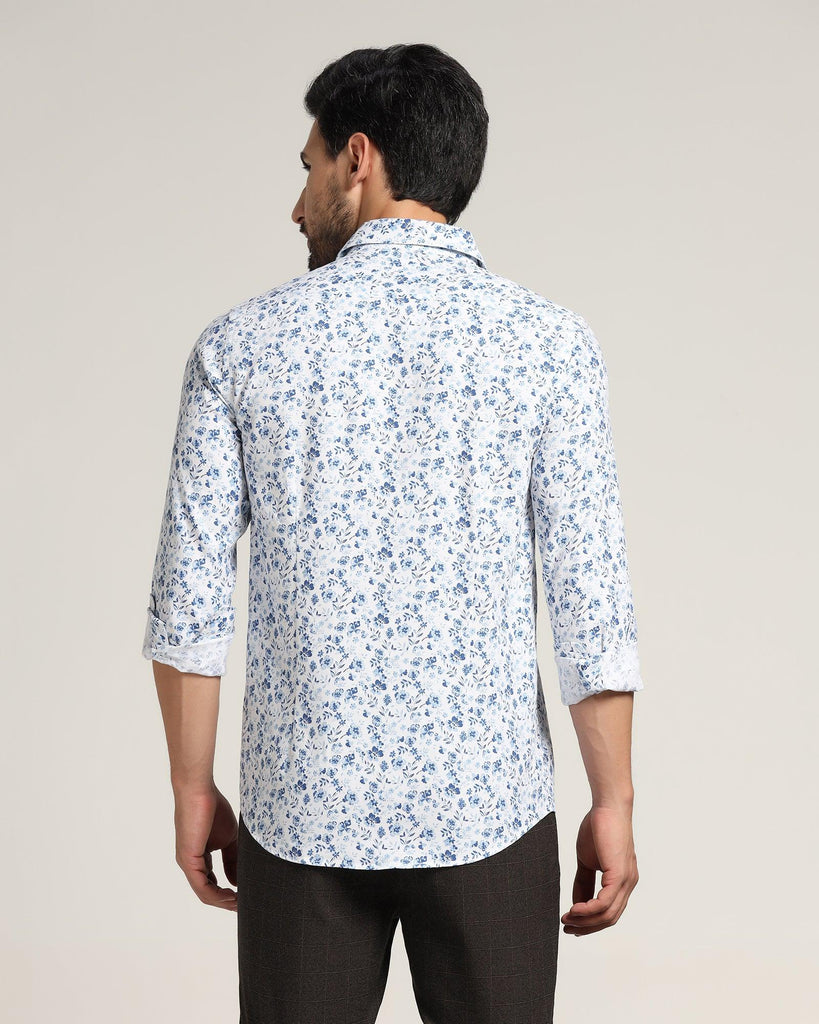 Casual White Printed Shirt - Terry