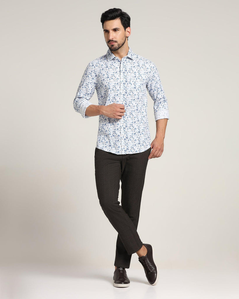 Casual White Printed Shirt - Terry