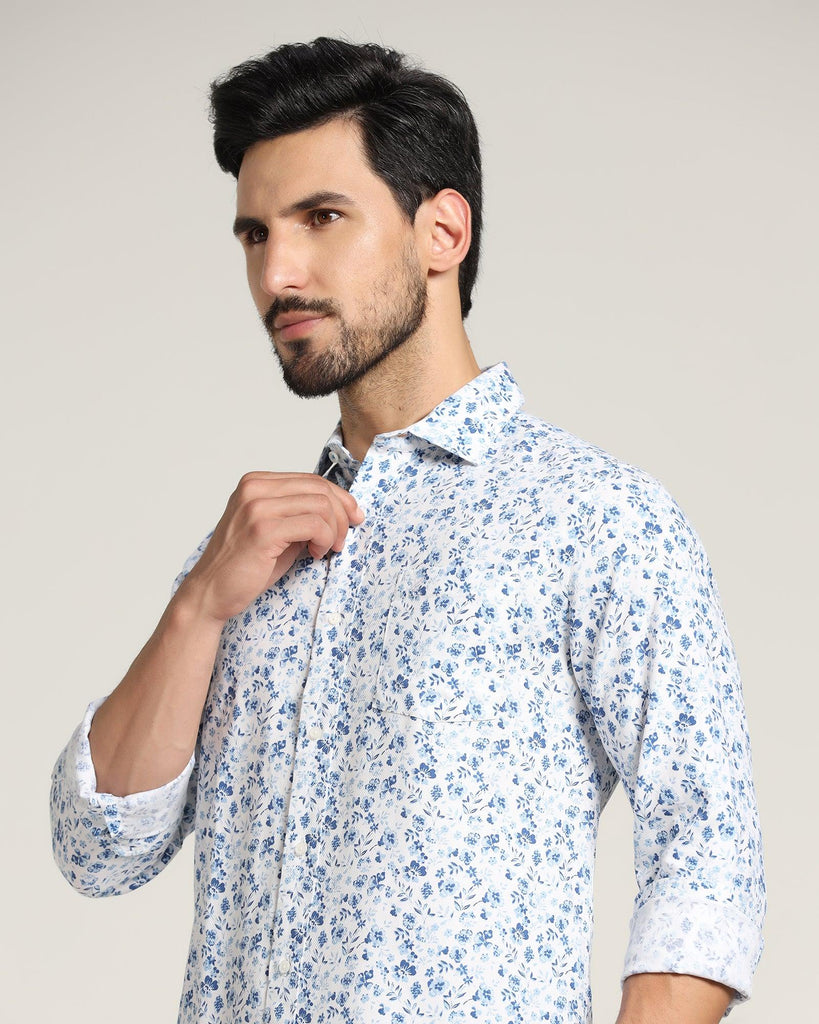 Casual White Printed Shirt - Terry