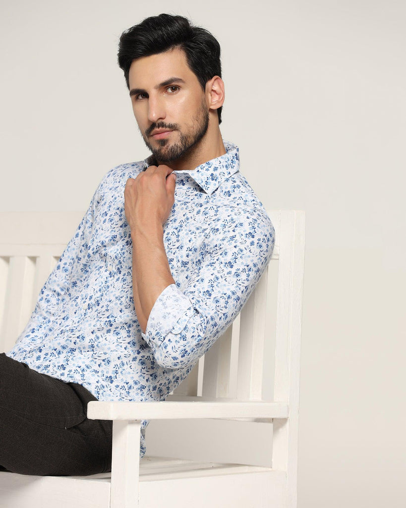 Casual White Printed Shirt - Terry