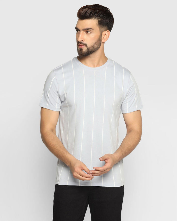 Crew Neck Aqua Striped T-Shirt - Matrix