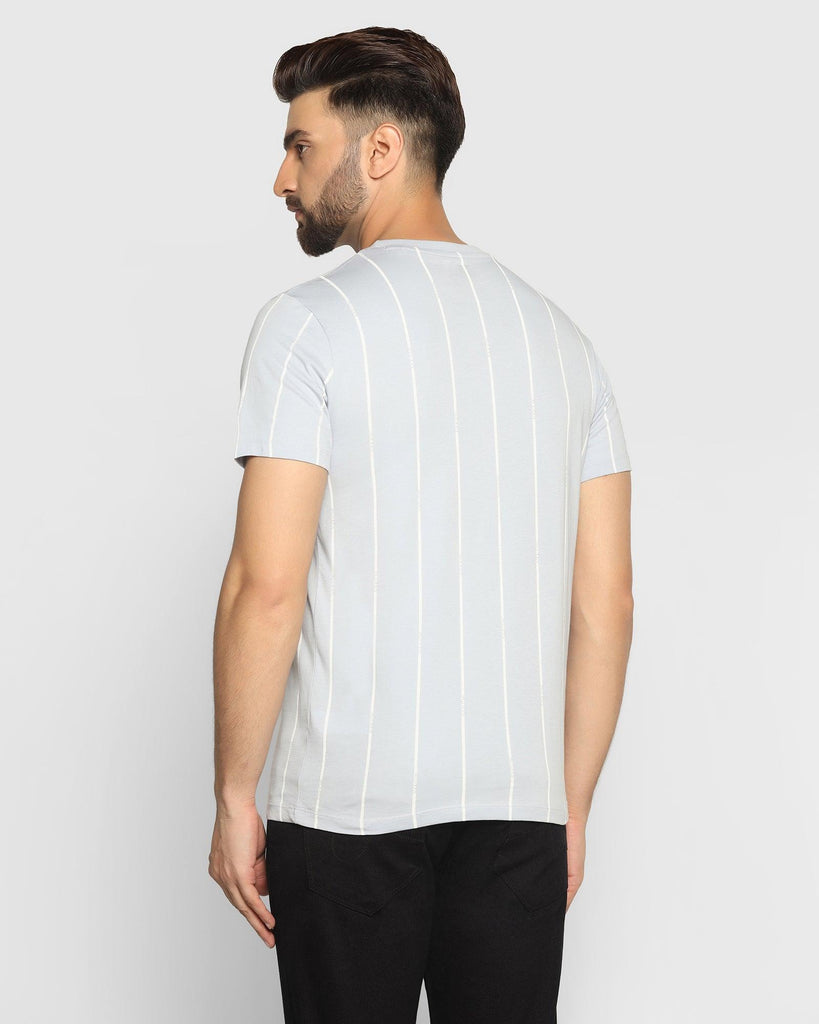 Crew Neck Aqua Striped T-Shirt - Matrix