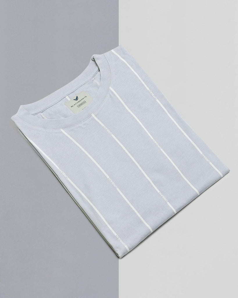 Crew Neck Aqua Striped T-Shirt - Matrix