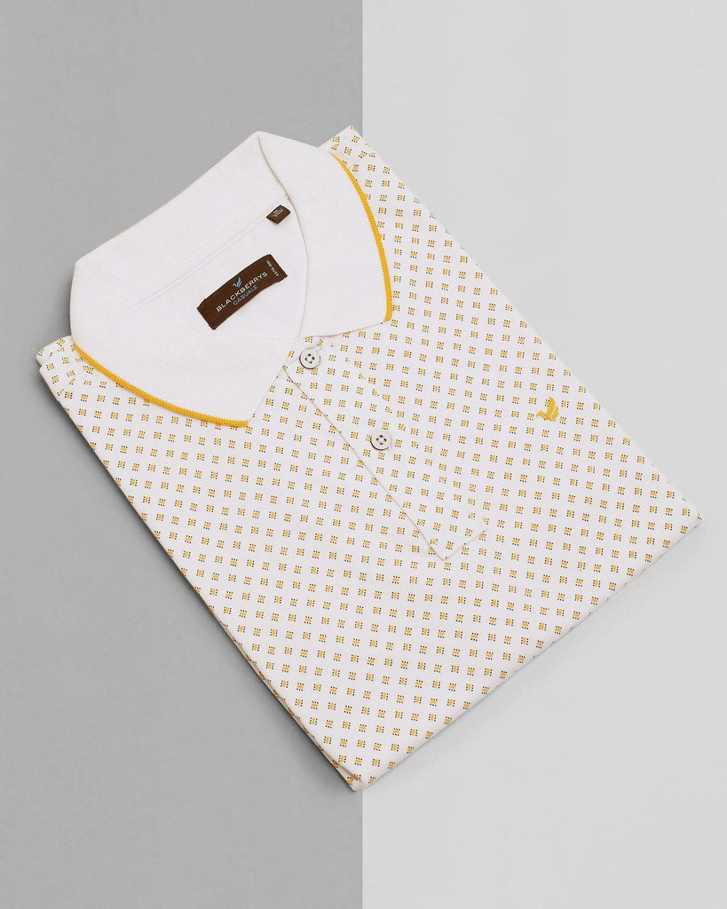 Polo White Printed T-Shirt - Abstract