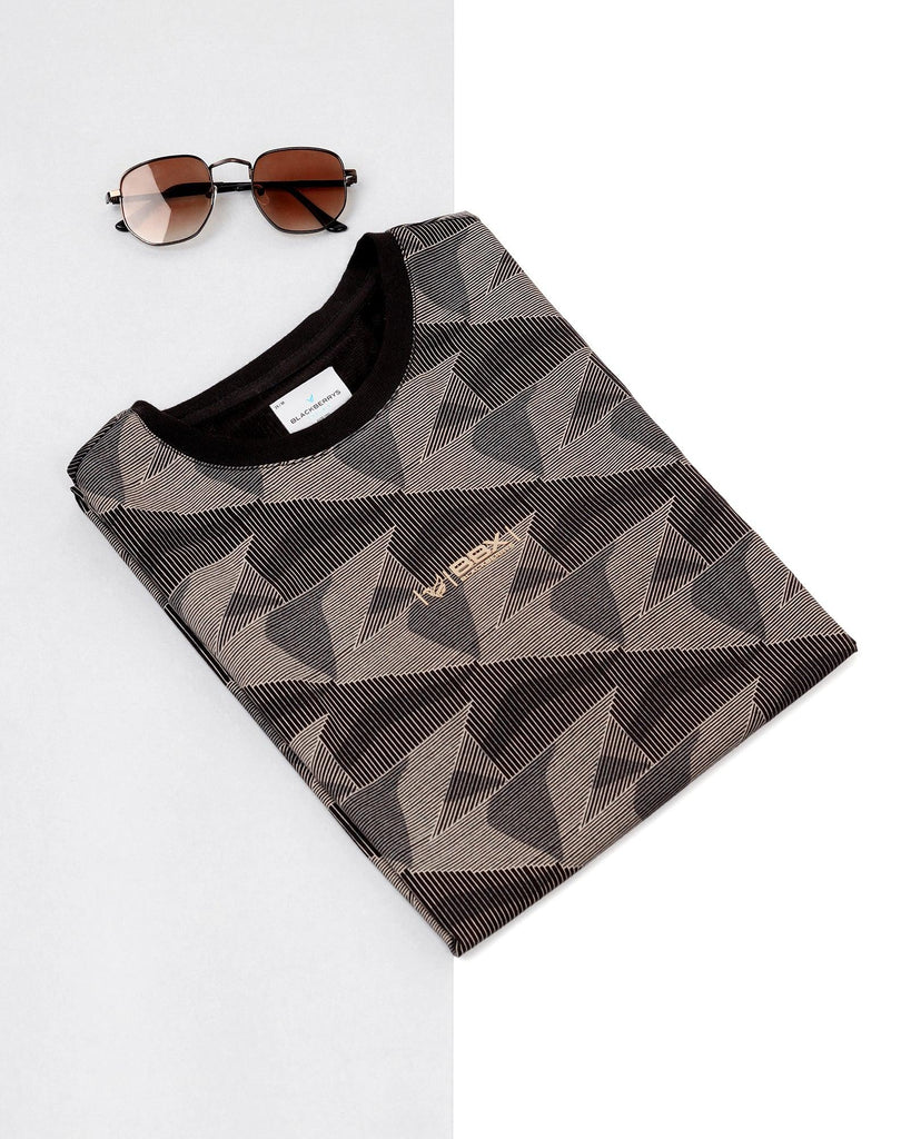 Crew Neck Black Printed T-Shirt - Falcon