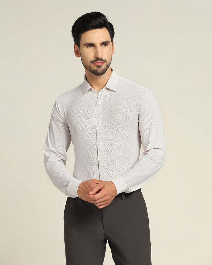 TechPro Formal Beige Printed Shirt - Beet