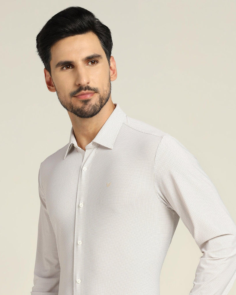 TechPro Formal Beige Printed Shirt - Beet