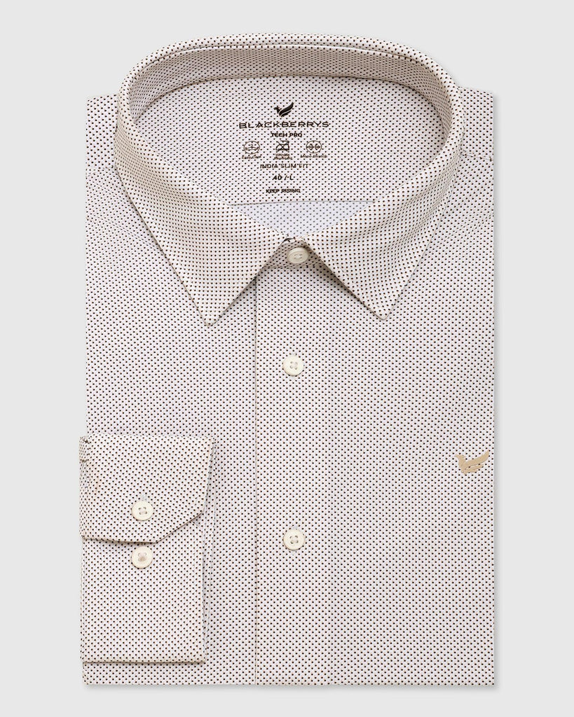 TechPro Formal Beige Printed Shirt - Beet