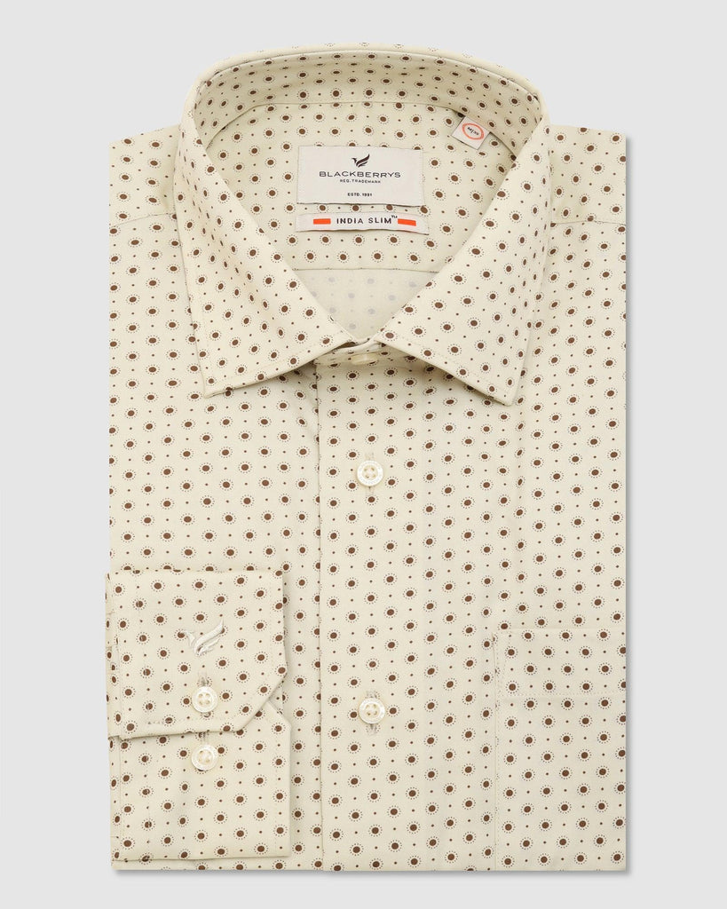 Formal Beige Printed Shirt - Ronin