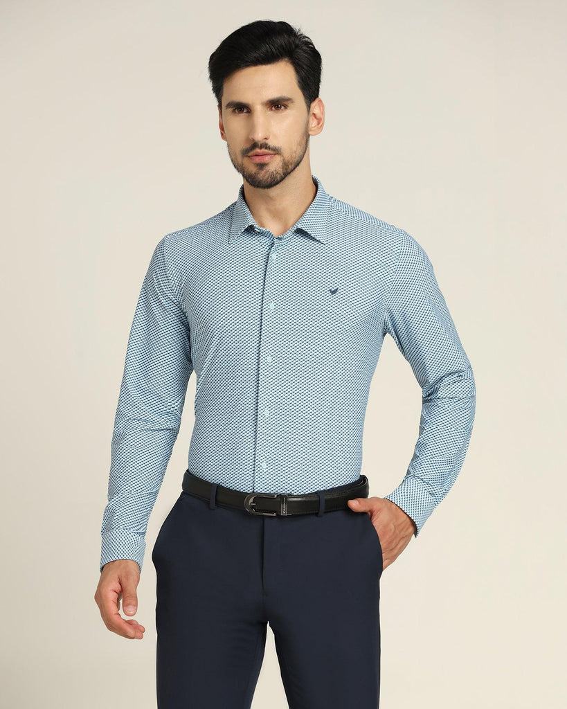 TechPro Formal Blue Printed Shirt - Busy