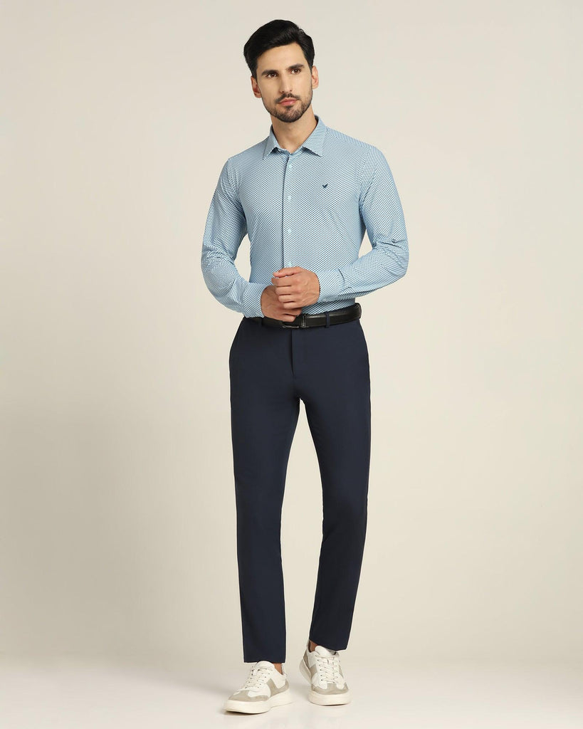 TechPro Formal Blue Printed Shirt - Busy