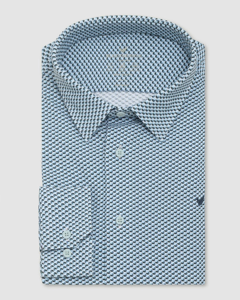 TechPro Formal Blue Printed Shirt - Busy