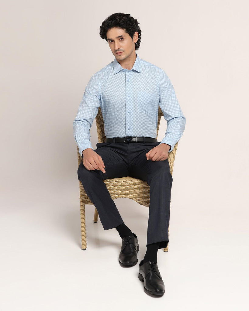 Formal Blue Printed Shirt - Canon