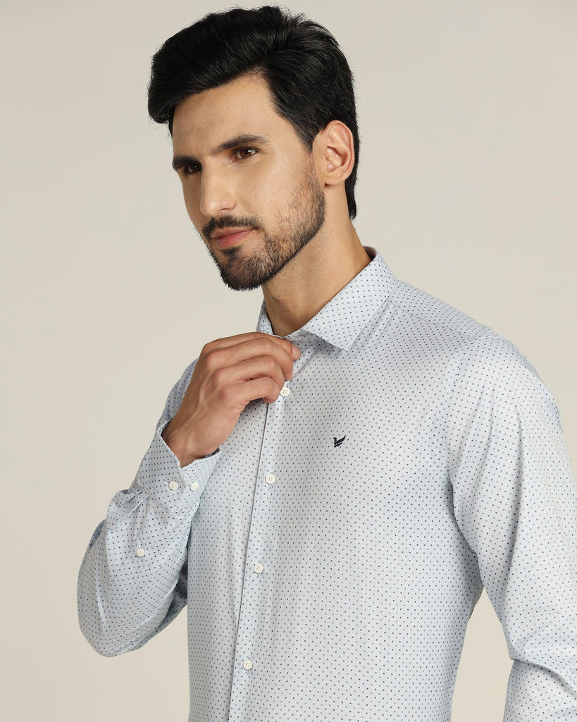 TechPro Formal Blue Printed Shirt - Sasso