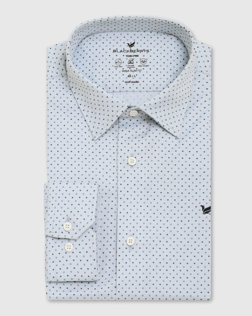 TechPro Formal Blue Printed Shirt - Sasso