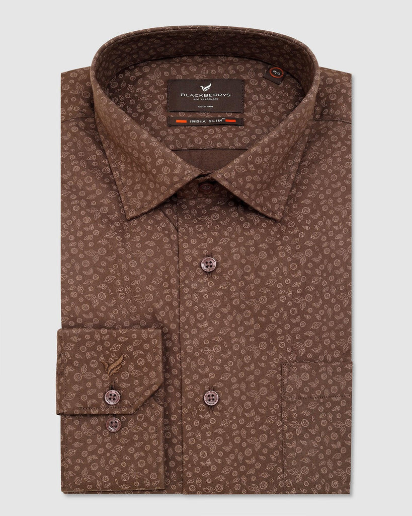 Formal Brown Printed Shirt - Ditsy