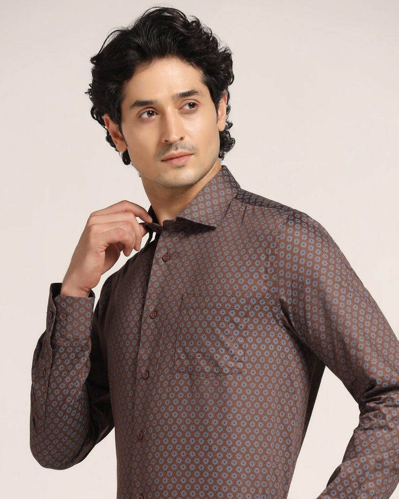 Formal Brown Printed Shirt - Ronald