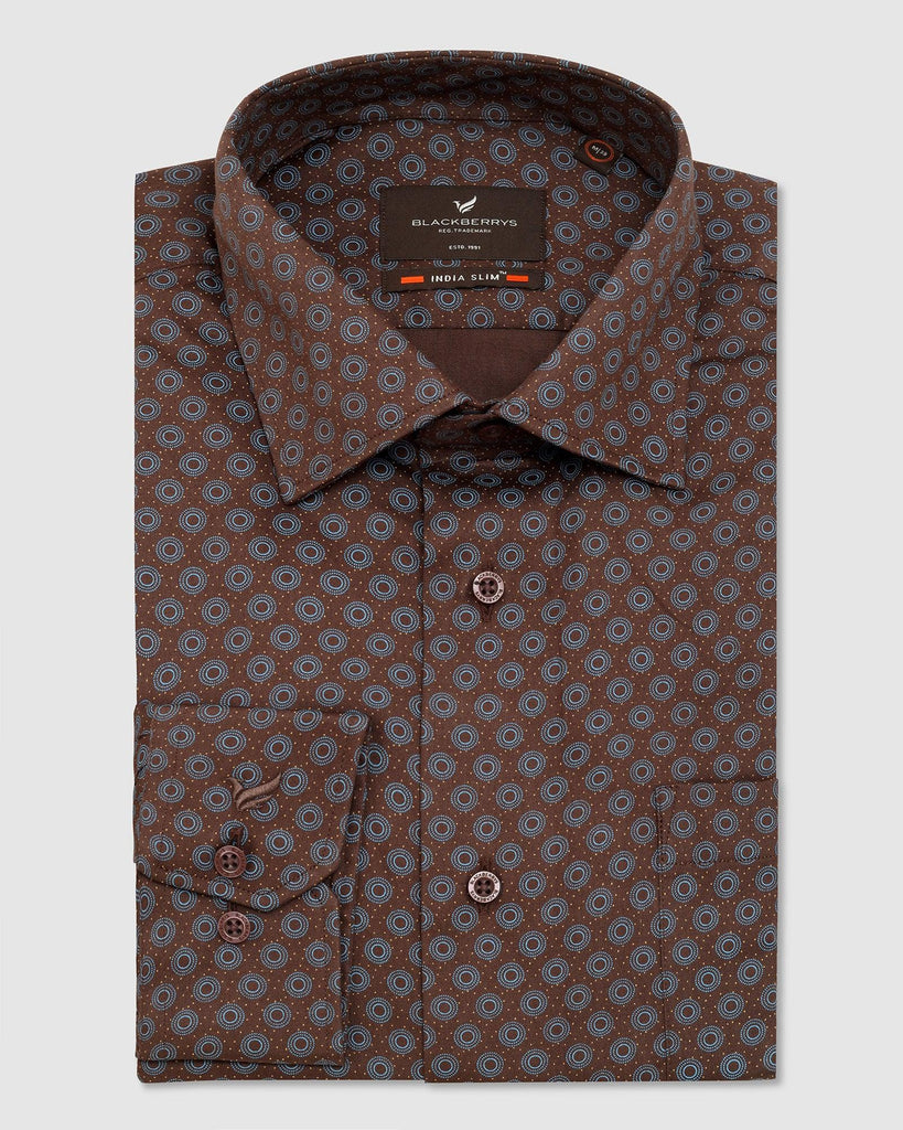 Formal Brown Printed Shirt - Ronald