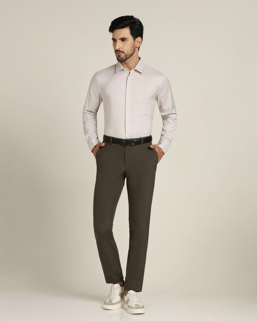 TechPro Formal Brown Printed Shirt - Sasso