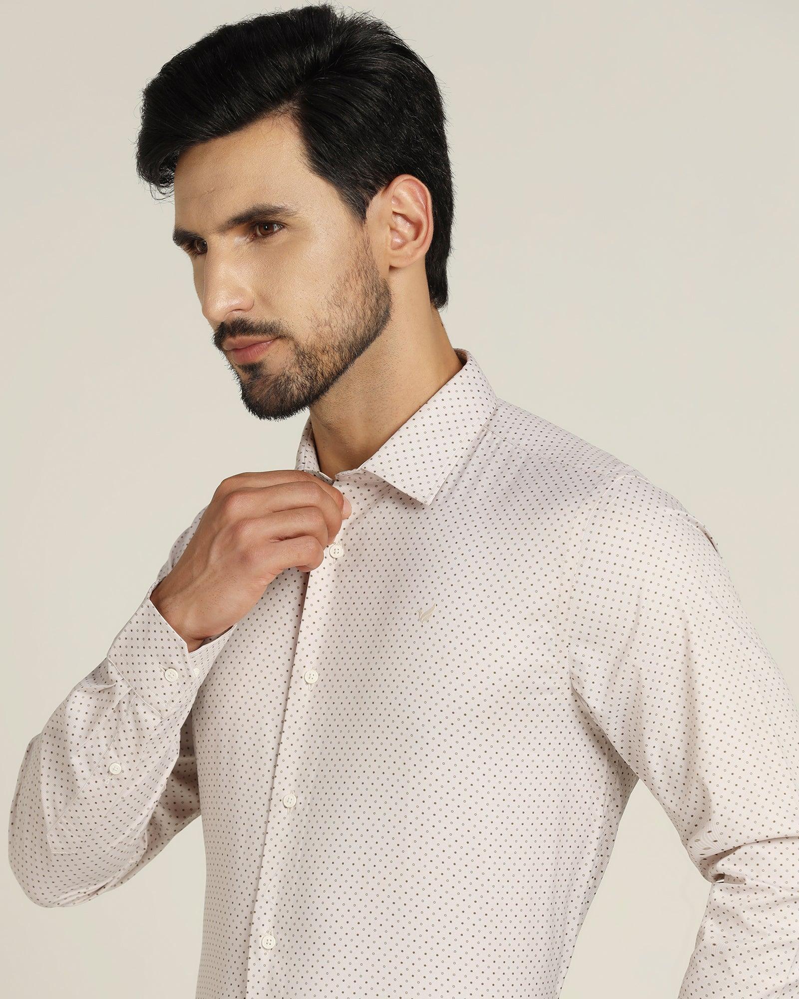 TechPro Printed Formal Shirt In Brown (Sasso) - Blackberrys