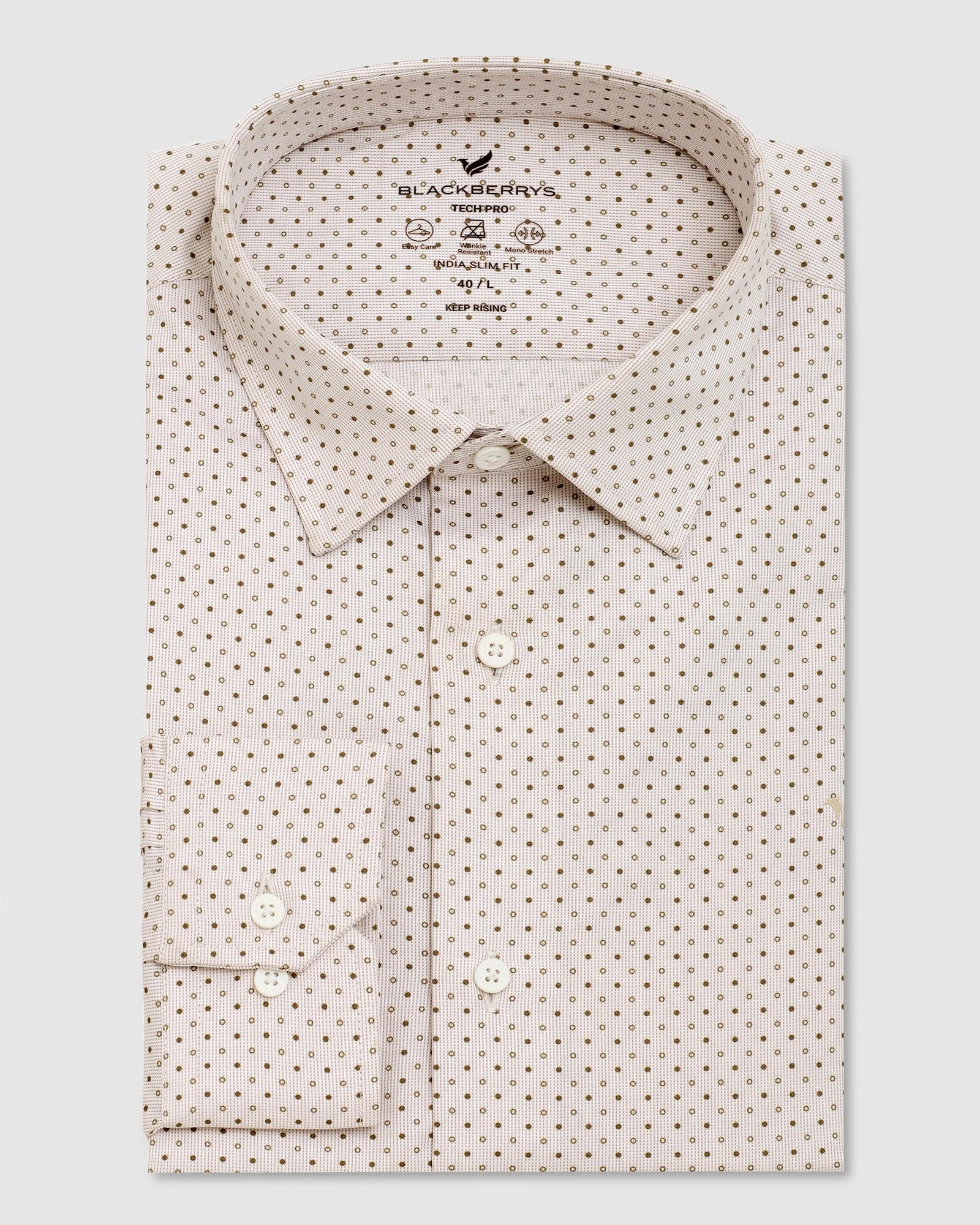 TechPro Printed Formal Shirt In Brown (Sasso) - Blackberrys