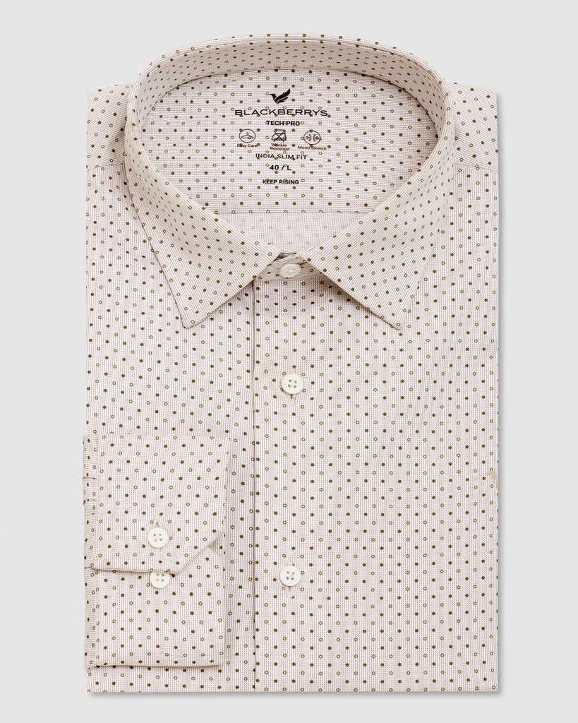 TechPro Formal Brown Printed Shirt - Sasso