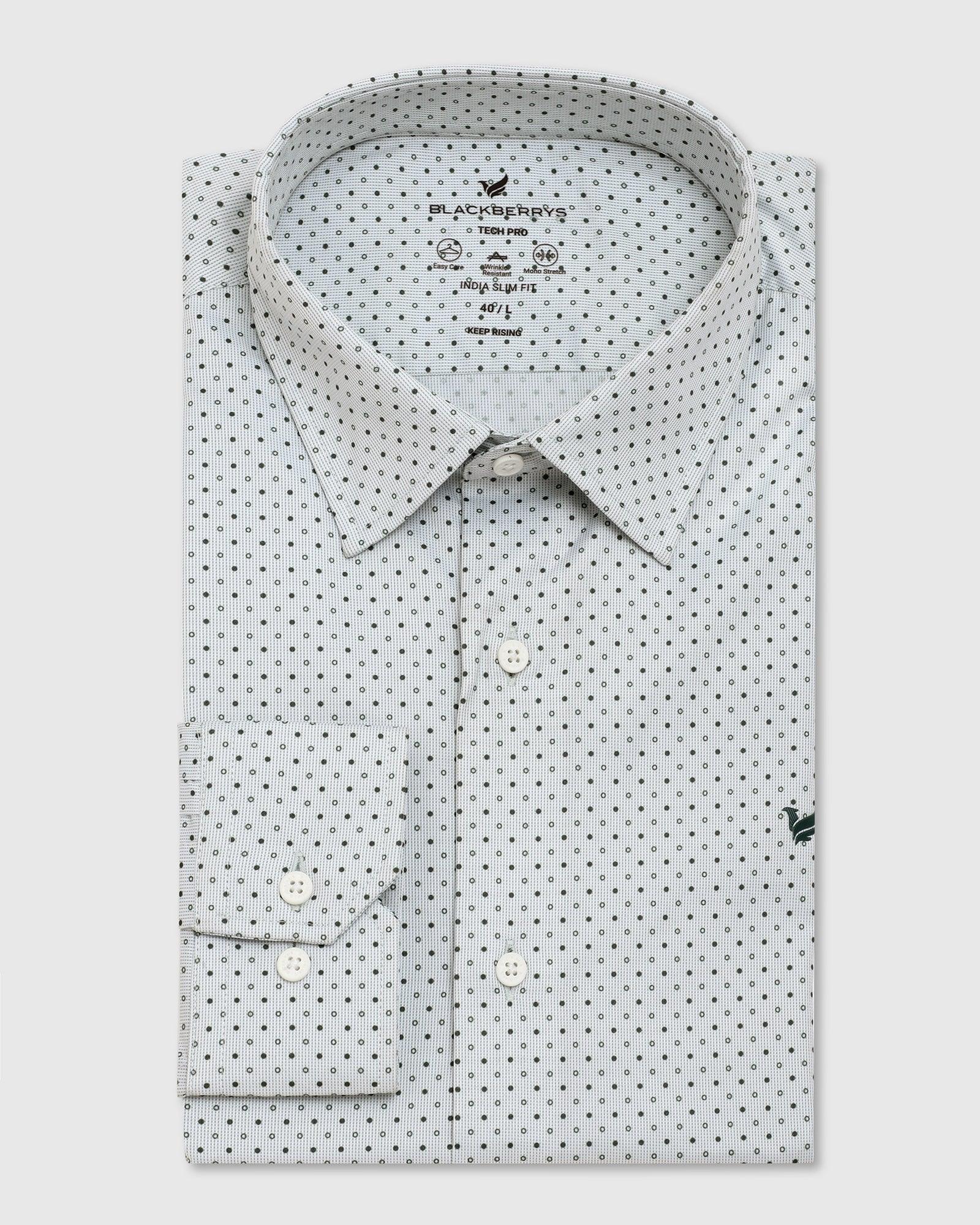 TechPro Printed Formal Shirt In Green (Sasso) - Blackberrys