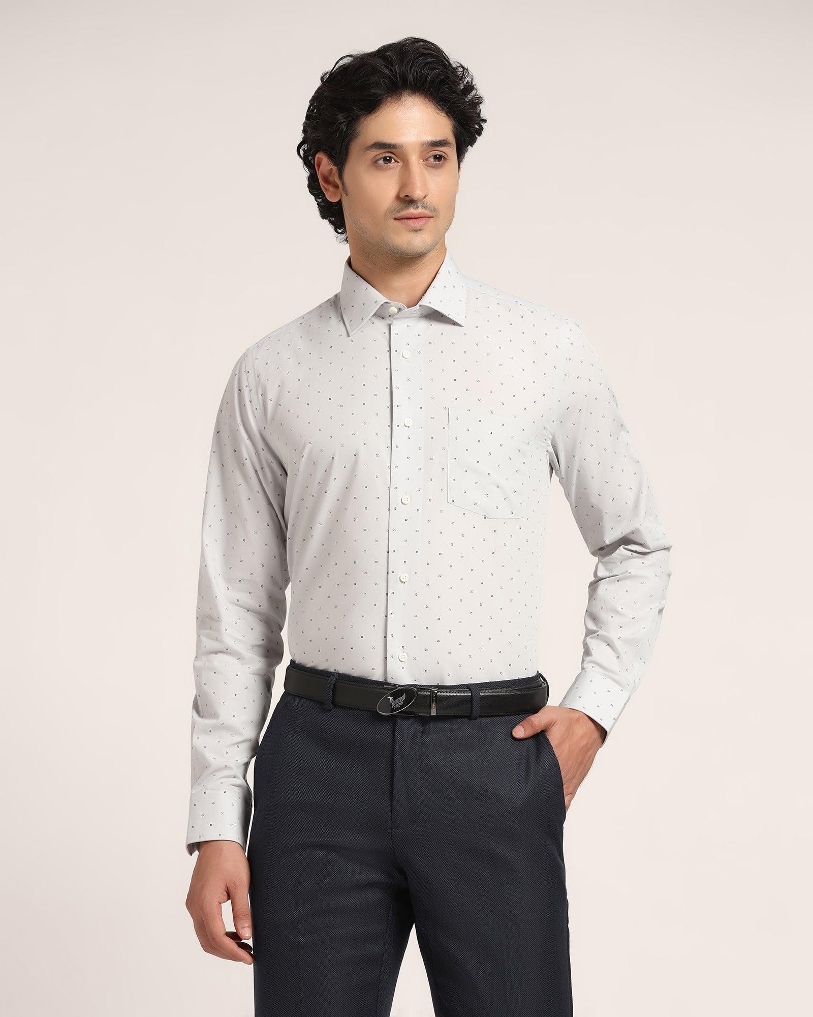 Men Grey Classic Printed Formal Shirt