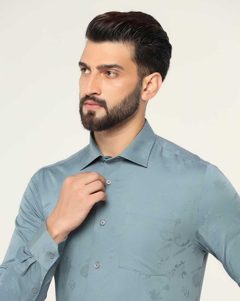 Formal Grey Printed Shirt - Hasad