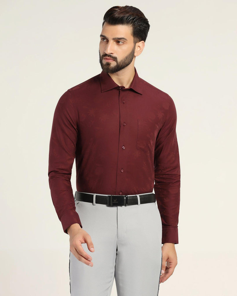 Formal Maroon Printed Shirt - Hasad