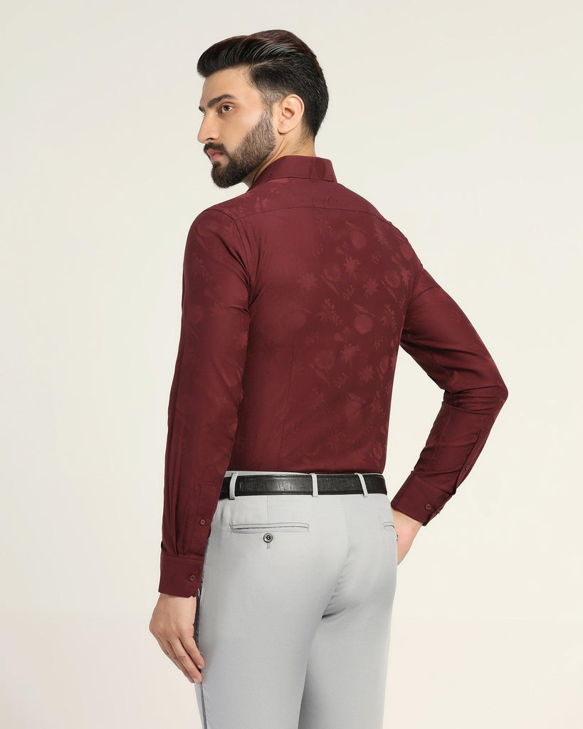 Formal Maroon Printed Shirt - Hasad