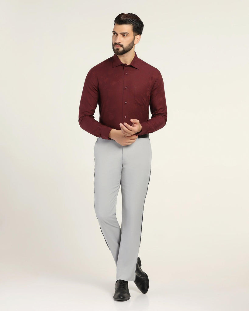 Formal Maroon Printed Shirt - Hasad