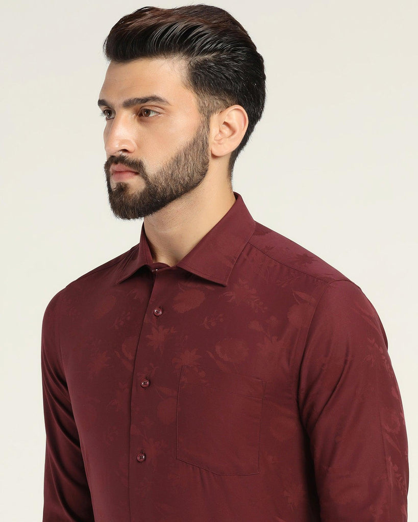 Formal Maroon Printed Shirt - Hasad