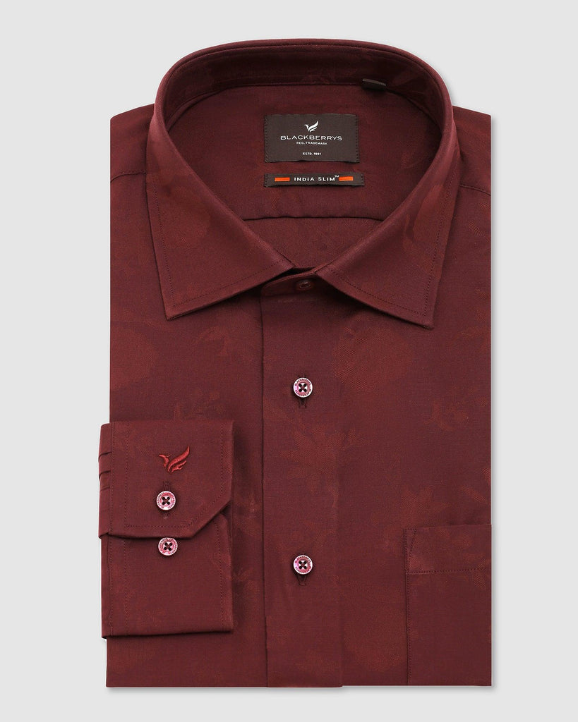 Formal Maroon Printed Shirt - Hasad