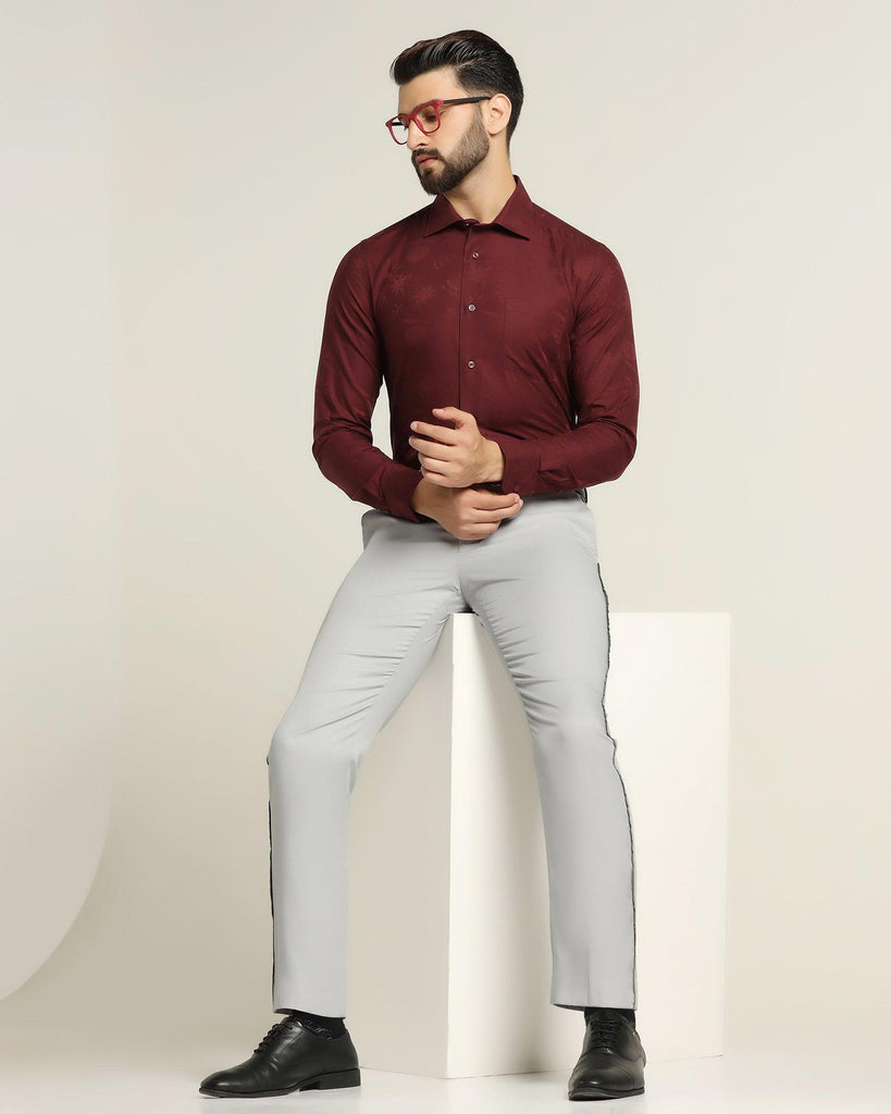 Formal Maroon Printed Shirt - Hasad