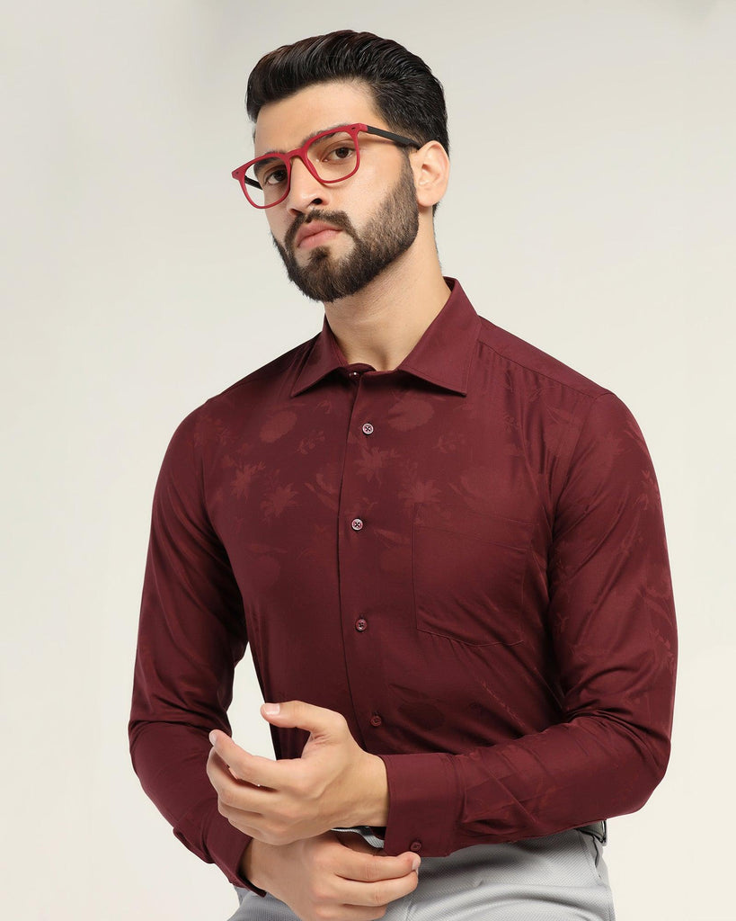 Formal Maroon Printed Shirt - Hasad