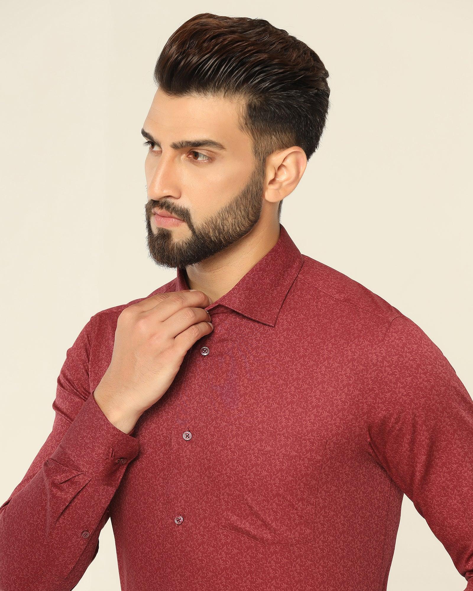 maroon printed shirt